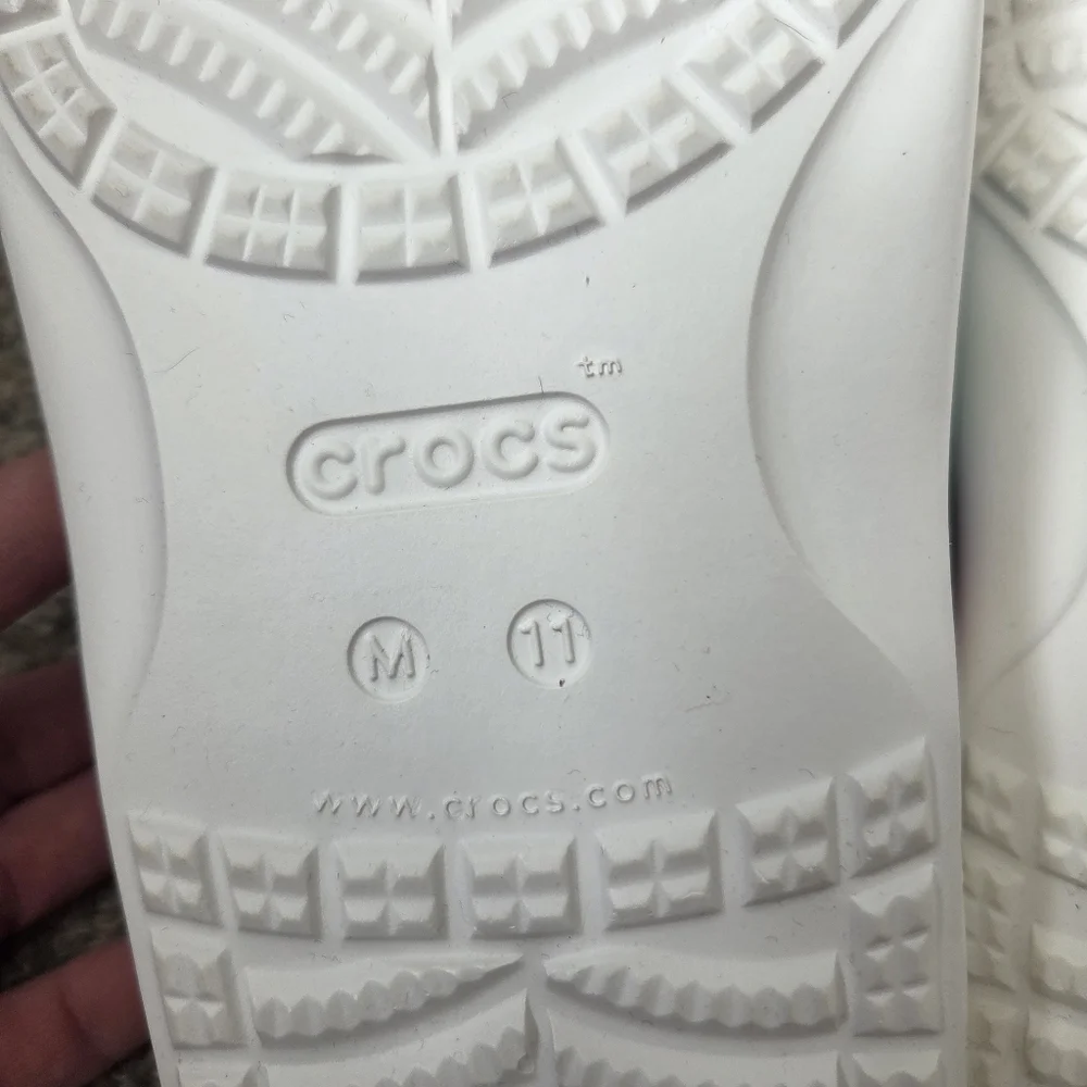 Crocs Solarized Tie Dye Two-Strap Sandals Mens Size 11 -White/Rainbow